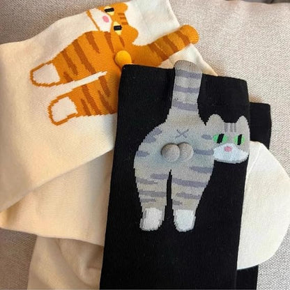 Calcetines  con estampado de gato divertido