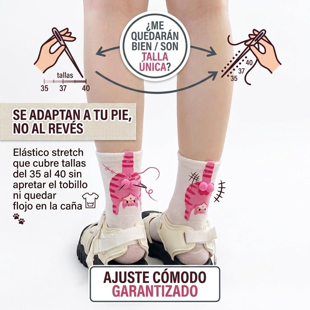 Calcetines  con estampado de gato divertido
