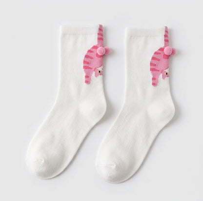 Calcetines  con estampado de gato divertido